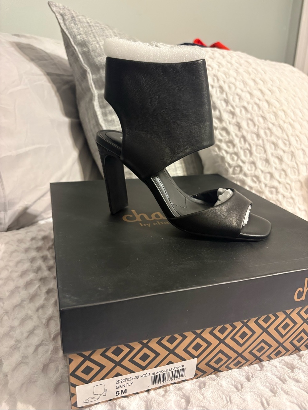Charles By Charles David Black Leather Cutout High Heel Sandals
